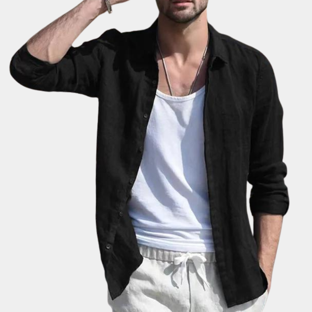 Linen Shirt - Lightweight - Long Sleeve - Button-Up Shirt - Men's Summer Shirt