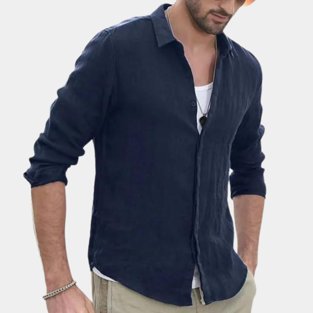 Linen Shirt - Lightweight - Long Sleeve - Button-Up Shirt - Men's Summer Shirt