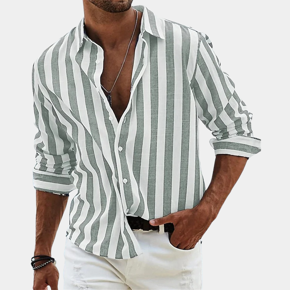 Striped Shirt | Button-Up | Summer | Long Sleeve Shirt | Men's Shirt
