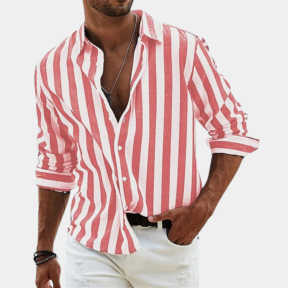 Striped Shirt | Button-Up | Summer | Long Sleeve Shirt | Men's Shirt