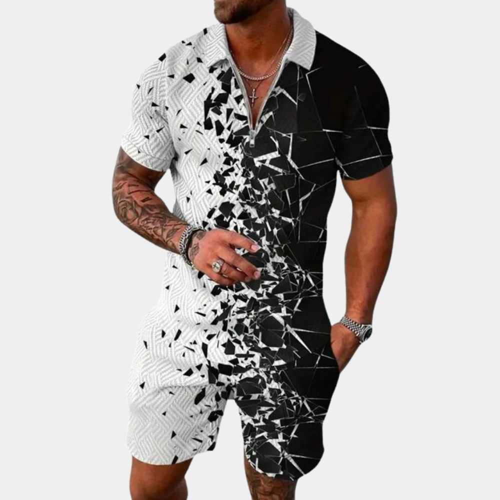 Shorts and Shirt Set - Men's Polo T-Shirt Two-Piece Set for Summer