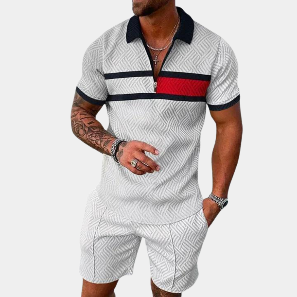 Shorts and Shirt Set - Men's Polo T-Shirt Two-Piece Set for Summer
