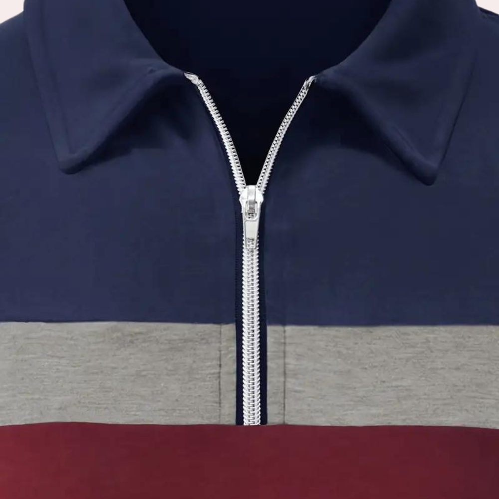 Long Sleeve Polo Shirt - Men's Collared Quarter Zip Long Sleeve T-Shirt