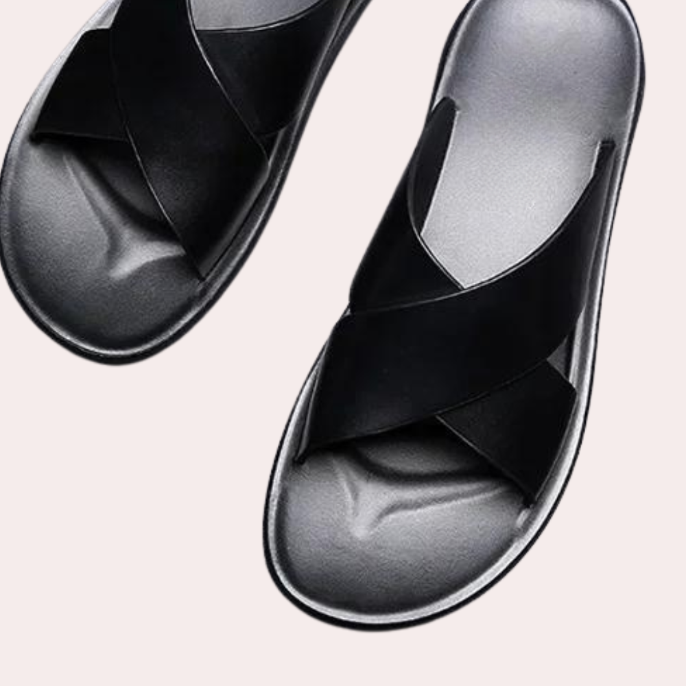 Men's Slides - Slip-On - Leather - Summer Slippers - Men's Sandals