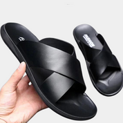 Men's Slides - Slip-On - Leather - Summer Slippers - Men's Sandals