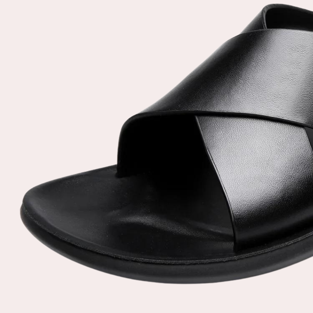 Men's Slides - Slip-On - Leather - Summer Slippers - Men's Sandals