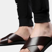 Men's Slides - Slip-On - Leather - Summer Slippers - Men's Sandals