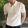 Collared Shirt - Short Sleeve - V-Neck - Knitted Polo Shirt - Men's Polo Shirts
