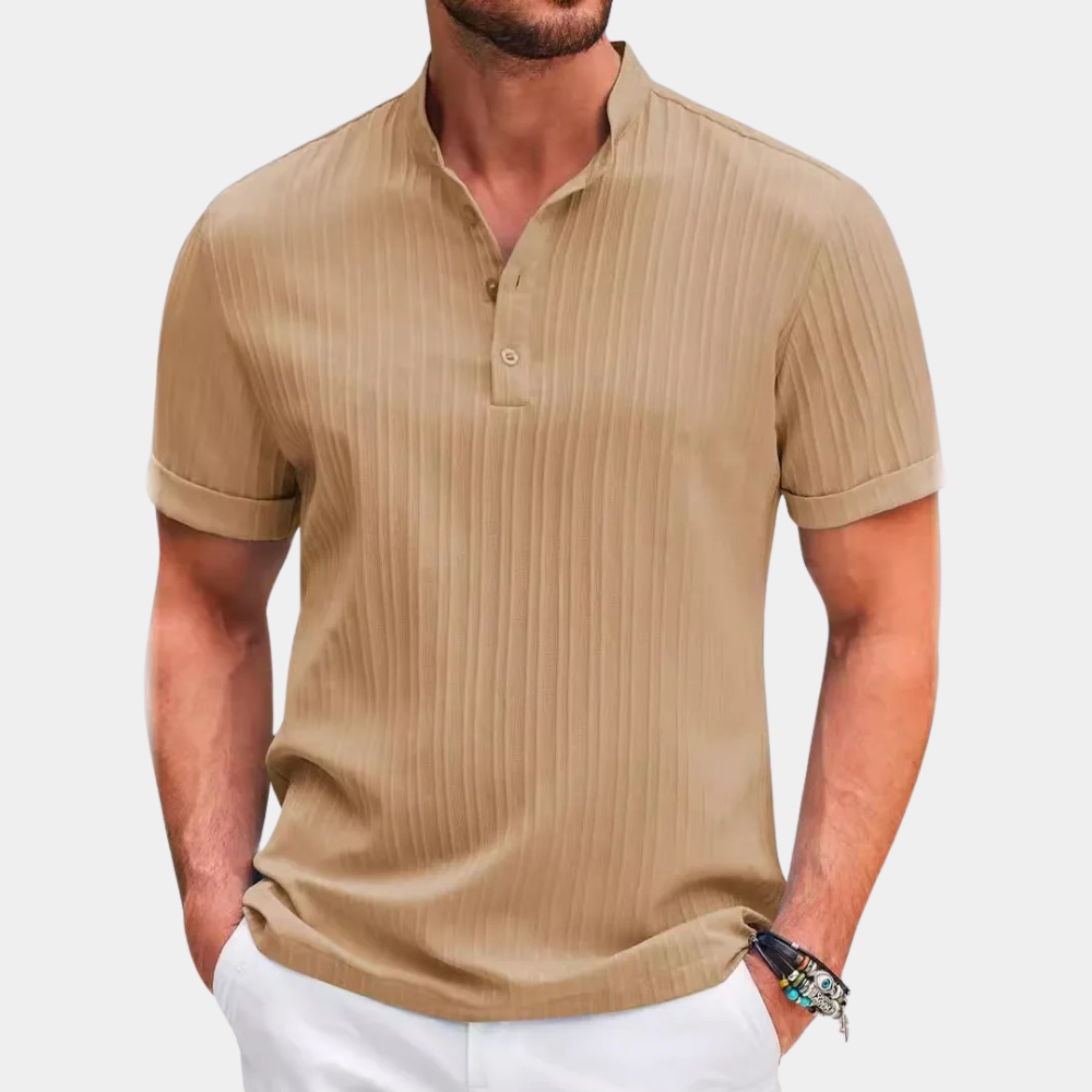 Summer Shirt - Short Sleeve - Button Neck - Polo Shirt - Men's Shirt