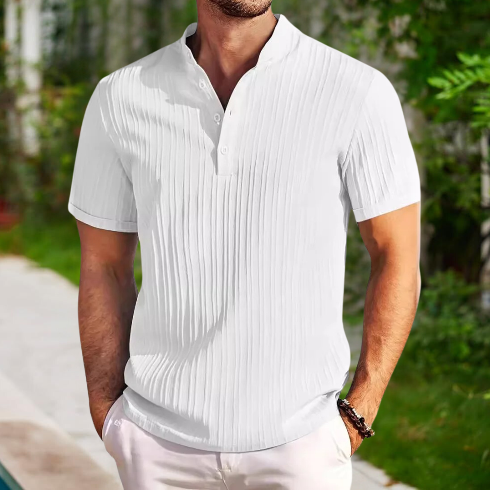 Summer Shirt - Short Sleeve - Button Neck - Polo Shirt - Men's Shirt