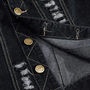 Denim Vest - Men's Sleeveless Black Ripped Denim Gilet