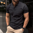 Summer T-shirt - Men's Short Sleeve Button Neck Polo T-Shirt