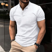 Summer T-shirt - Men's Short Sleeve Button Neck Polo T-Shirt