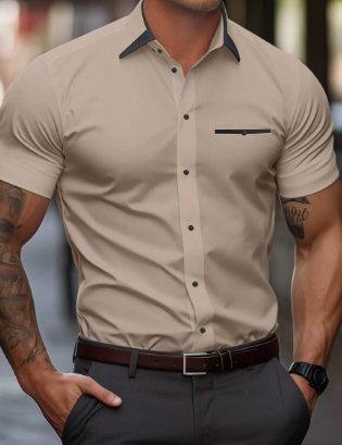 Button-Up Shirt | Slim Fit | Collared | Short Sleeve Shirt | Men's Shirt