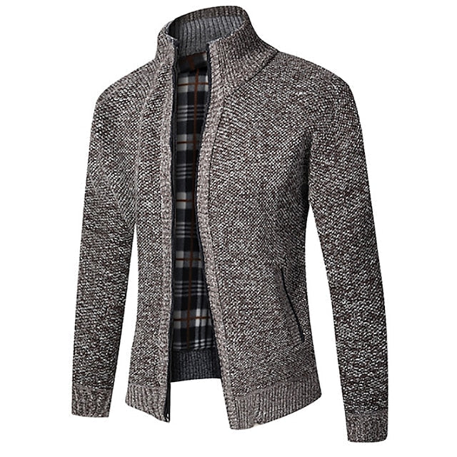 Cardigan with Zipper - Stand-up Collar - Pockets - Cardigan For Men - Knitwear-Southern-Taylor