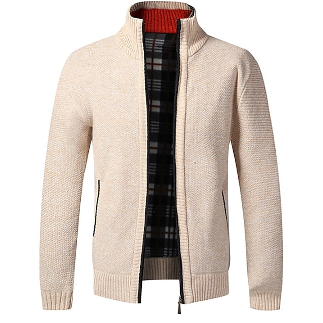 Cardigan with Zipper - Stand-up Collar - Pockets - Cardigan For Men - Knitwear-Southern-Taylor