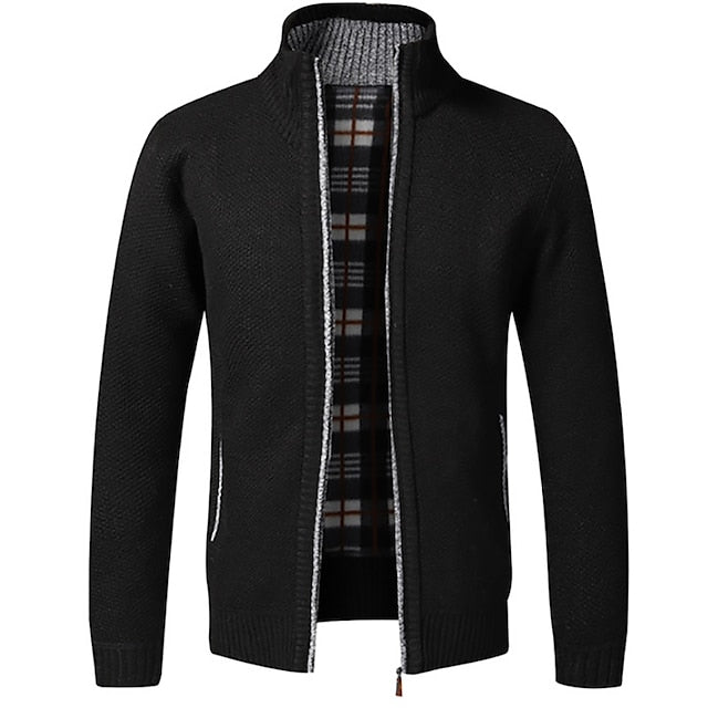 Cardigan with Zipper - Stand-up Collar - Pockets - Cardigan For Men - Knitwear-Southern-Taylor