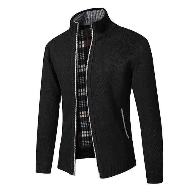 Cardigan with Zipper - Stand-up Collar - Pockets - Cardigan For Men - Knitwear-Southern-Taylor