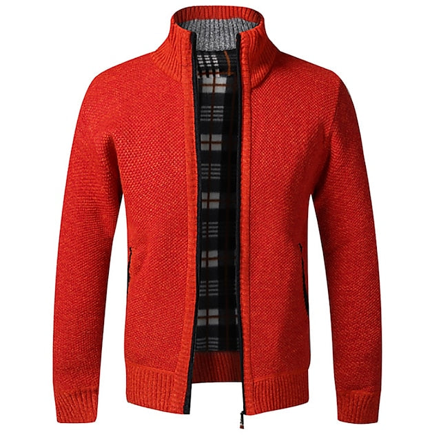 Cardigan with Zipper - Stand-up Collar - Pockets - Cardigan For Men - Knitwear-Southern-Taylor