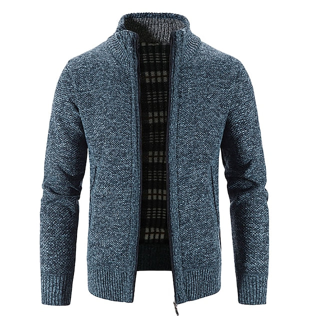 Cardigan with Zipper - Stand-up Collar - Pockets - Cardigan For Men - Knitwear-Southern-Taylor