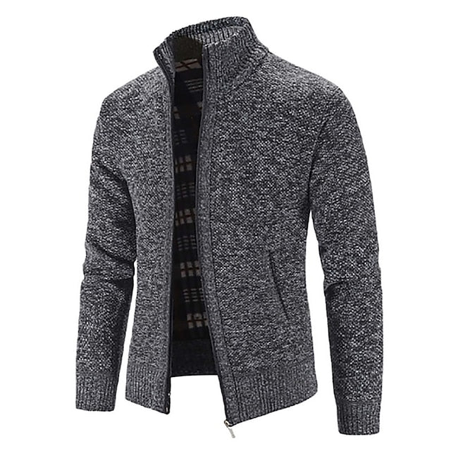 Cardigan with Zipper - Stand-up Collar - Pockets - Cardigan For Men - Knitwear-Southern-Taylor