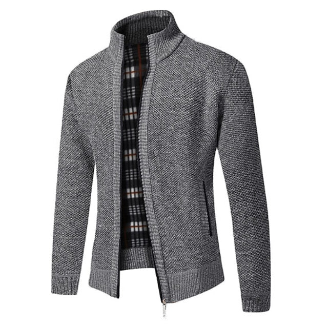 Cardigan with Zipper - Stand-up Collar - Pockets - Cardigan For Men - Knitwear-Southern-Taylor