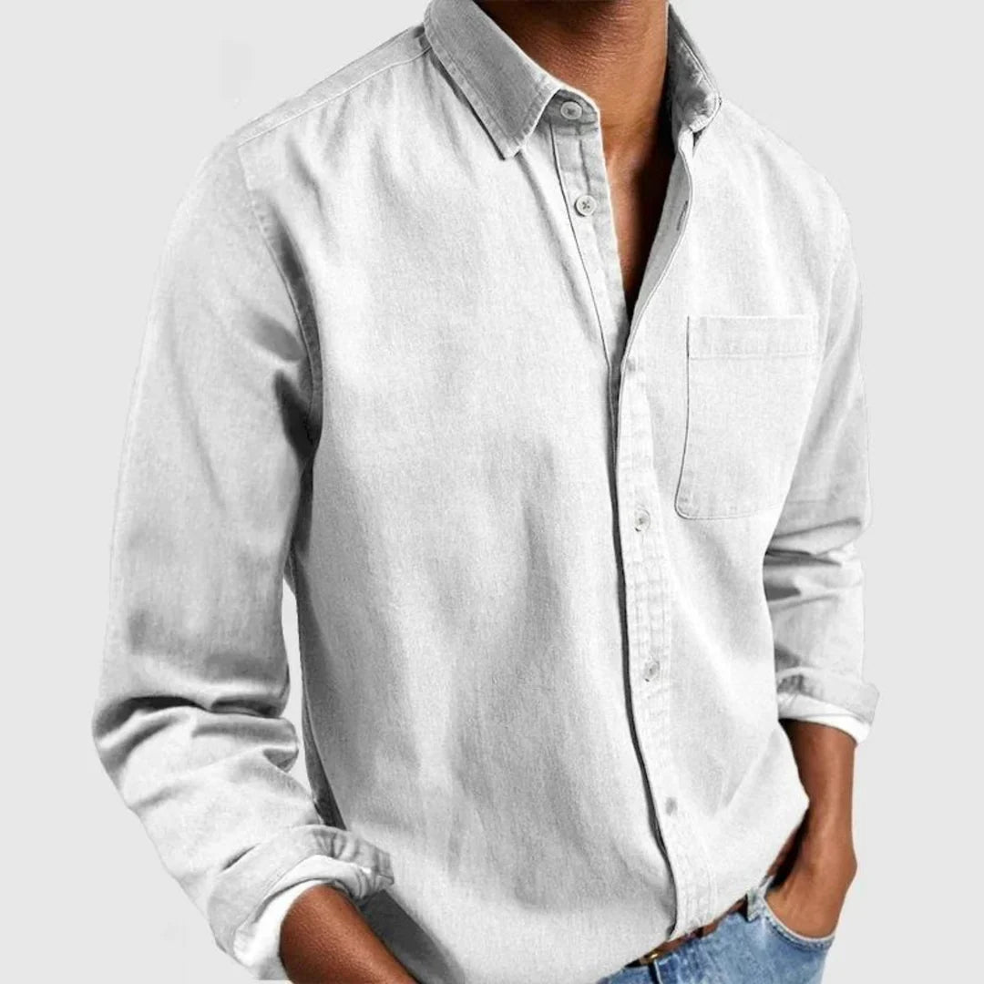 Button-Up Shirt | Long Sleeve | Collared | Denim Shirt | Men's Shirt