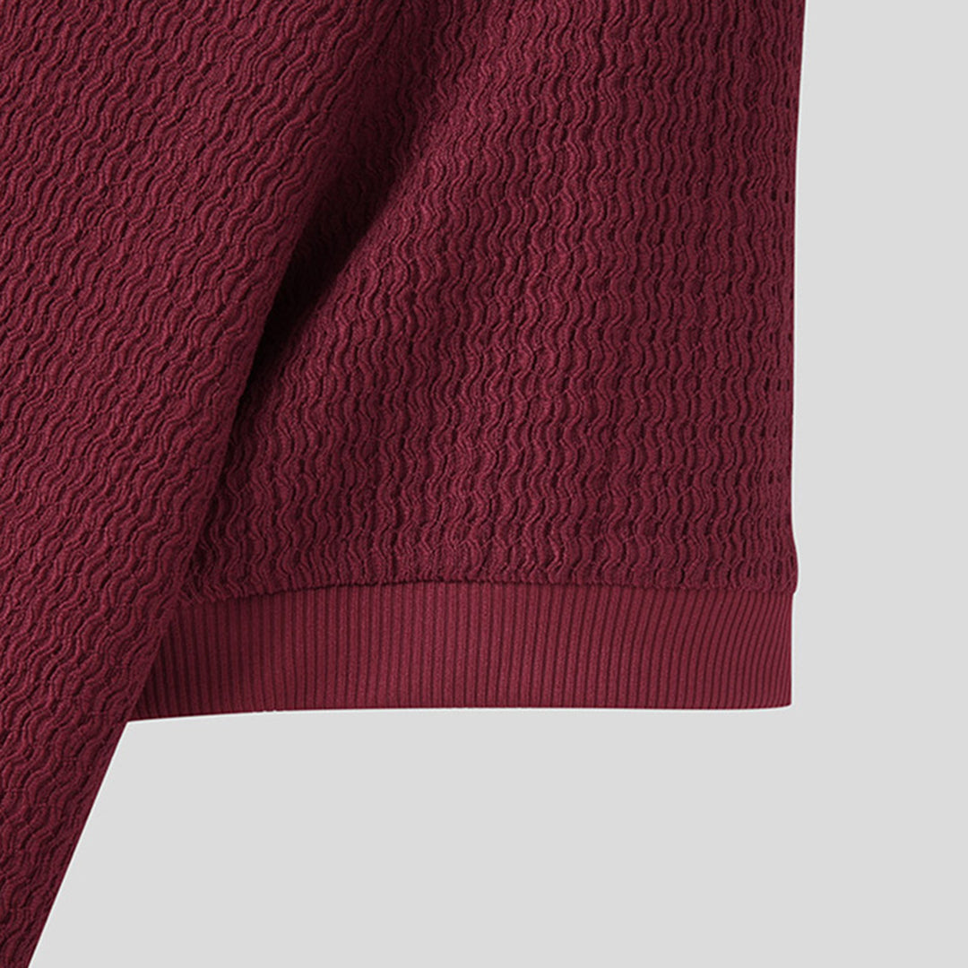Sweater Tshirt - Men's Short Sleeve Turtleneck Knitted High Neck T-Shirt