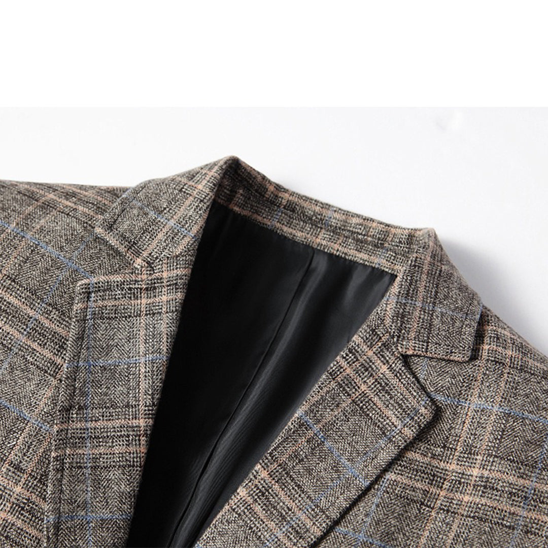 Men's Blazer - Single Breasted - Pockets - Checkered Blazer - Suit Jacket