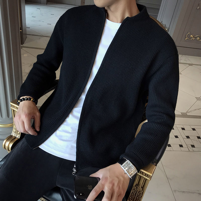 Zip-Up Cardigan | Rib Knit | Full Zip | Knitted Cardigan | Men's Cardigan
