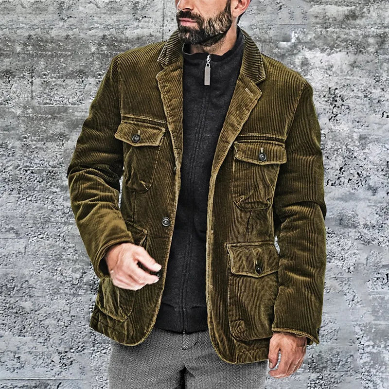Corduroy Jacket - Pockets - Button Front - Men's Jacket - Cargo Jacket-Southern-Taylor