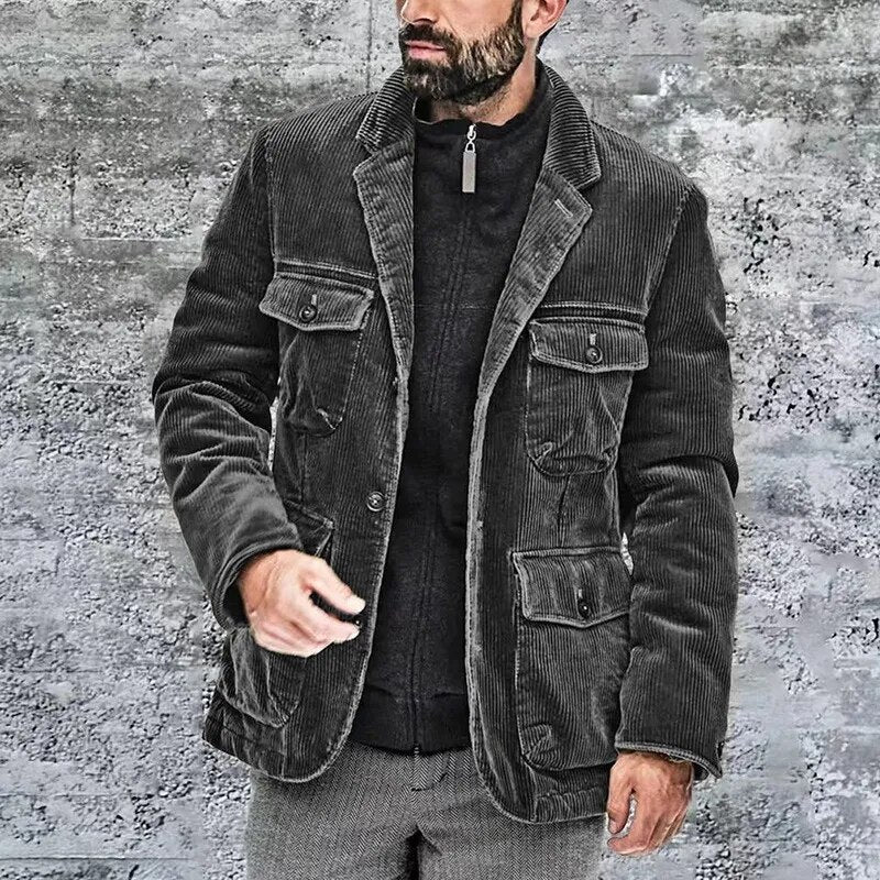 Corduroy Jacket - Pockets - Button Front - Men's Jacket - Cargo Jacket-Southern-Taylor