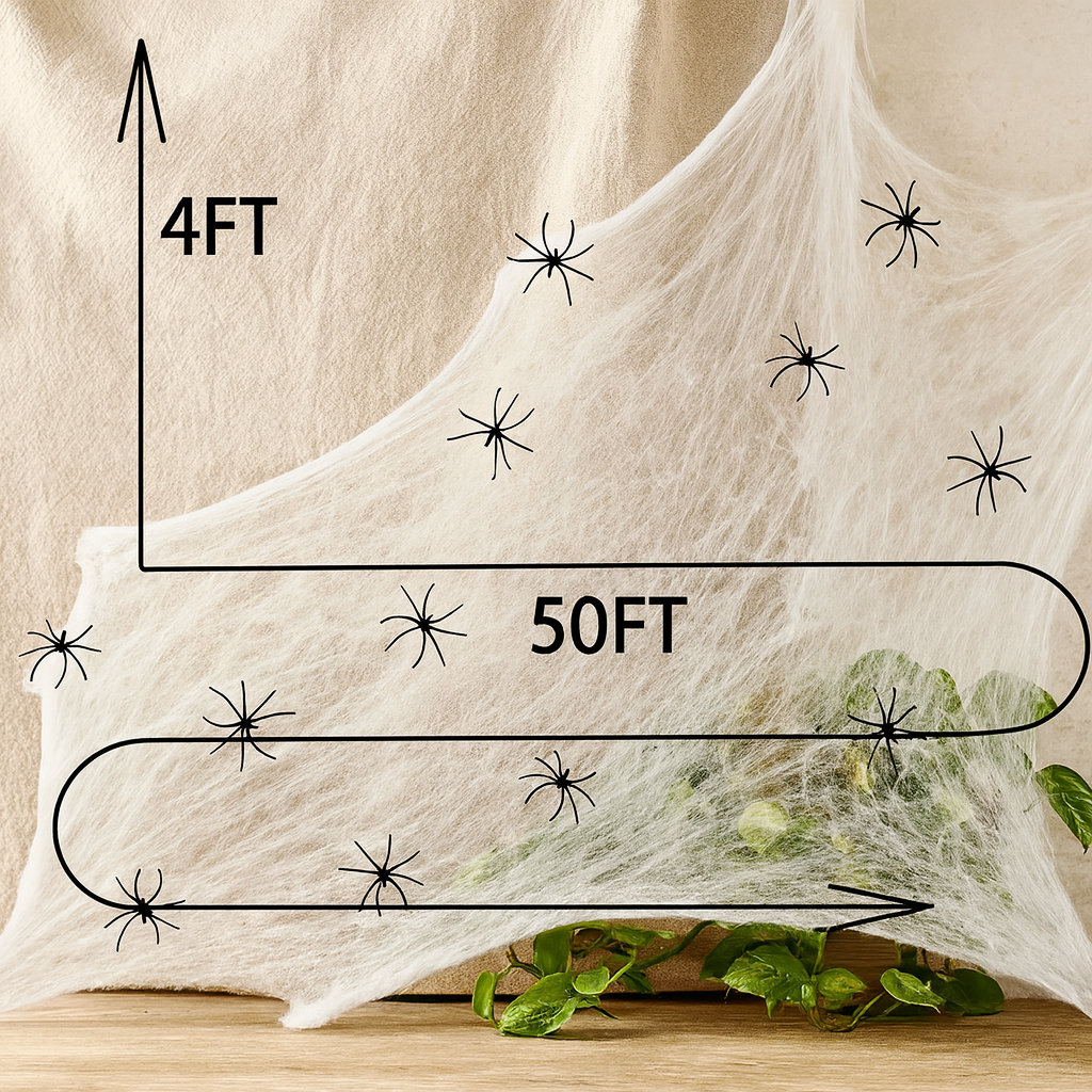 Spider Web with Spiders - White - Fake Spider Web - Halloween Spider Web - Halloween Decoration