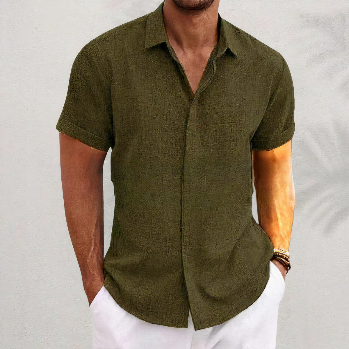 Linen Shirt - Collared | Button-Up | Short Sleeve Shirt | Men's Shirts