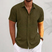 Linen Shirt - Collared | Button-Up | Short Sleeve Shirt | Men's Shirts
