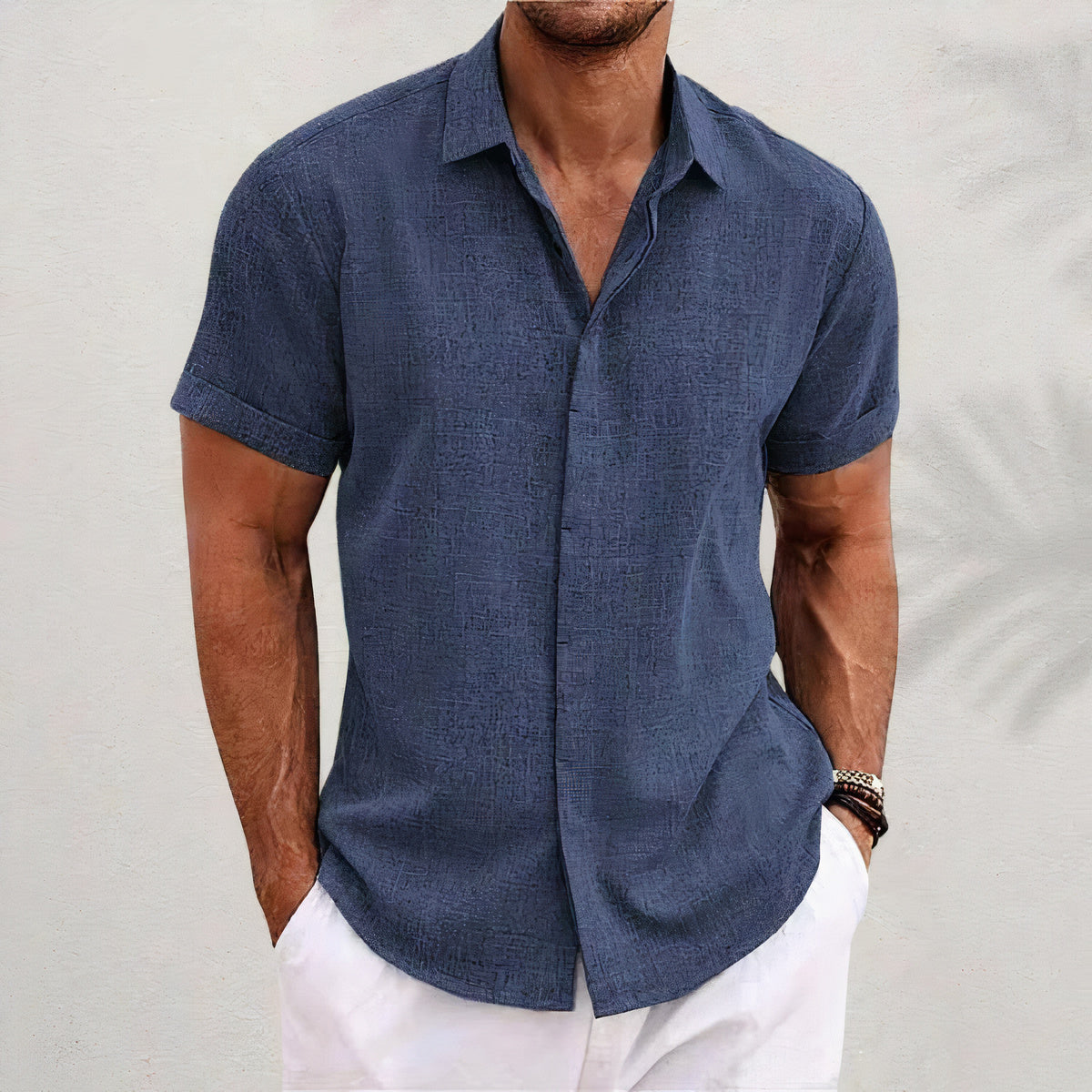 Linen Shirt - Collared | Button-Up | Short Sleeve Shirt | Men's Shirts