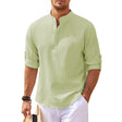 Summer Shirt - Men's Lightweight Half Buttoned Long Sleeve Shirt