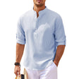 Summer Shirt - Men's Lightweight Half Buttoned Long Sleeve Shirt