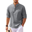 Summer Shirt - Men's Lightweight Half Buttoned Long Sleeve Shirt
