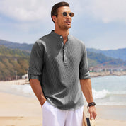 Summer Shirt - Men's Lightweight Half Buttoned Long Sleeve Shirt