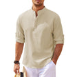 Summer Shirt - Men's Lightweight Half Buttoned Long Sleeve Shirt