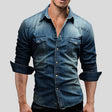 Denim Shirt - Men's Slim Fit Long Sleeve Buttoned Up Shirt