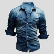 Denim Shirt - Men's Slim Fit Long Sleeve Buttoned Up Shirt