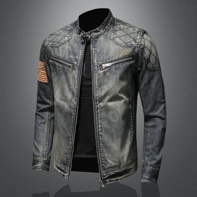 Denim Jacket, Zip-up, Washed, Autumn Jacket, Men's Jacket-Southern-Taylor