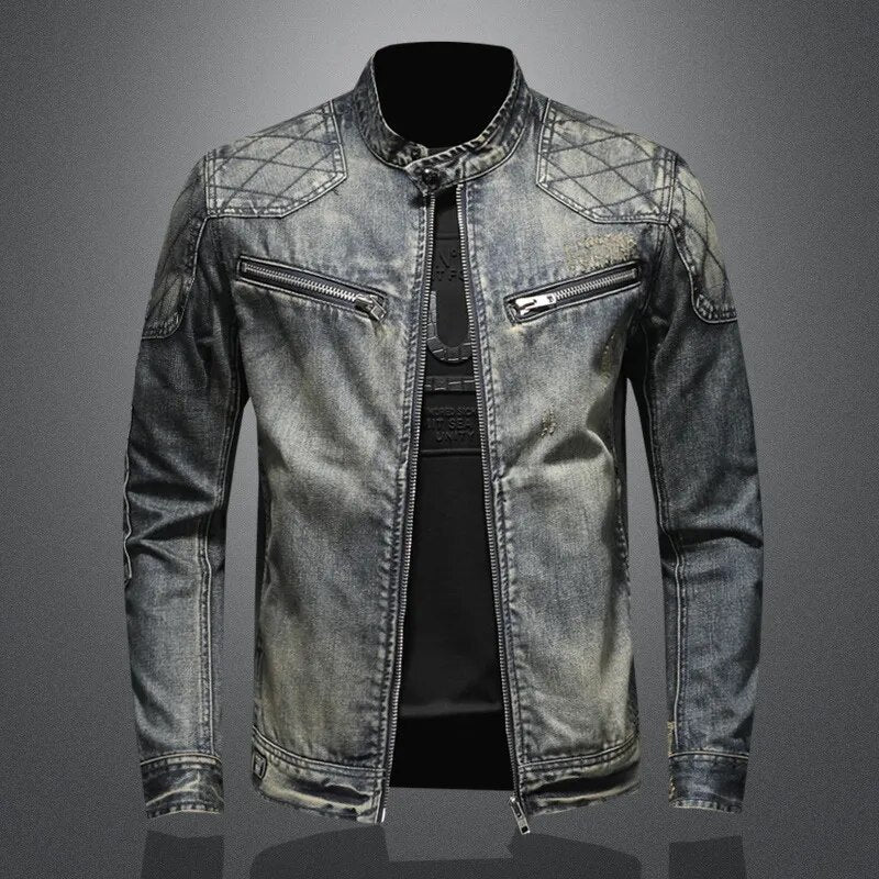 Denim Jacket, Zip-up, Washed, Autumn Jacket, Men's Jacket-Southern-Taylor