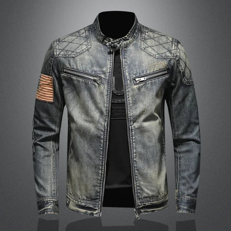 Denim Jacket, Zip-up, Washed, Autumn Jacket, Men's Jacket-Southern-Taylor