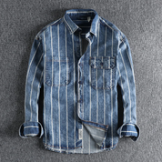 Denim Shirt – Long-sleeved – Breast Pockets – Button-down Shirt – Men's Shirt-Southern-Taylor