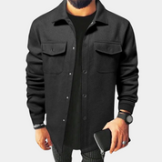 Overshirt - Men's Button-Up Shirt Jacket with Breast Pockets