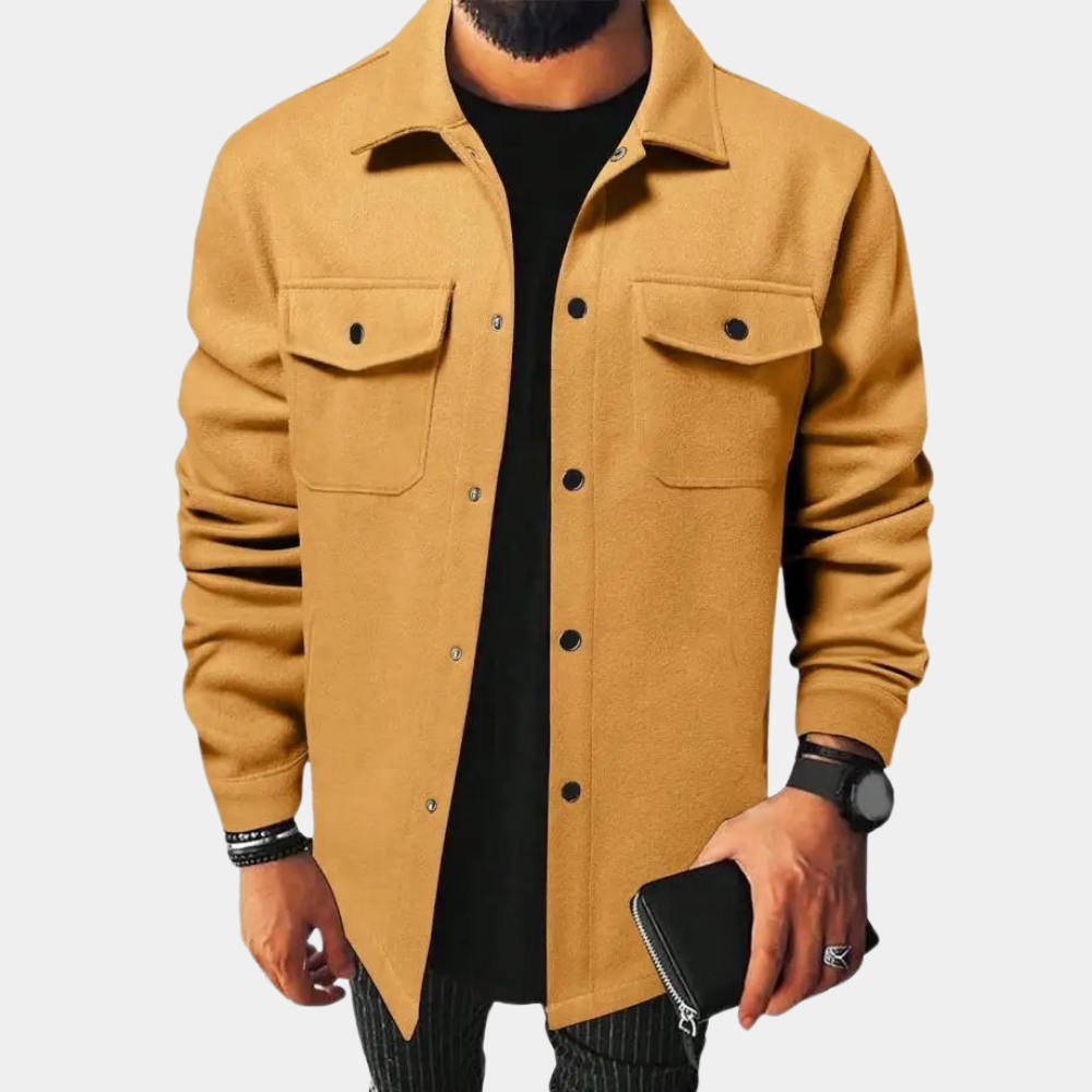 Overshirt - Men's Button-Up Shirt Jacket with Breast Pockets
