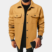Overshirt - Men's Button-Up Shirt Jacket with Breast Pockets